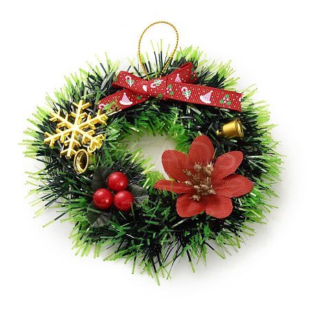 Christmas Wreath PVC Pendant Decorations HJEW-R100-01C-1