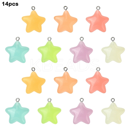 7 Colors Luminous Transparent Resin Pendants RESI-YW0005-24A-1