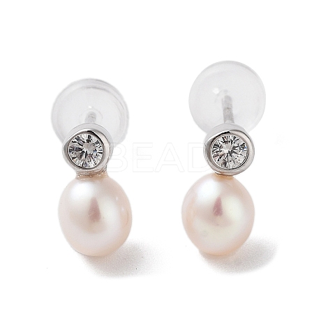 Natural Pearl Stud Earrings for Women EJEW-C082-12A-P-1