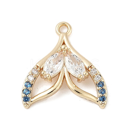 Brass Pave Light Sky Blue and Clear Cubic Zirconia Sea Animal Connector Charms LS-KK-M326-07C-G-1