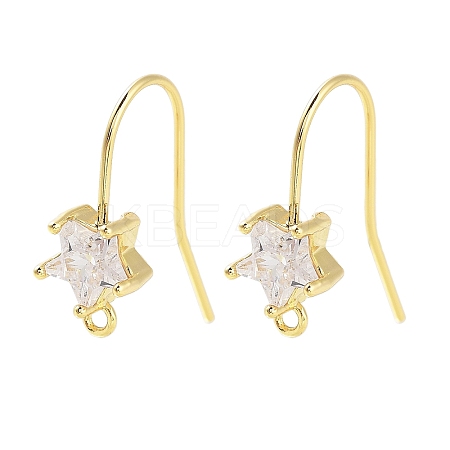 Brass Micro Pave Cubic Zirconia Earrings Findings EJEW-B063-05G-03-1