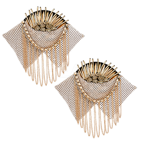 SUPERFINDINGS 2Pcs Iron Fashion Tassel Epaulette FIND-FH0008-10B-1