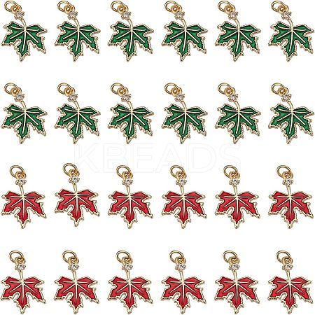 24Pcs 2 Colors Brass Cubic Zirconia Charms KK-FH0004-25-1