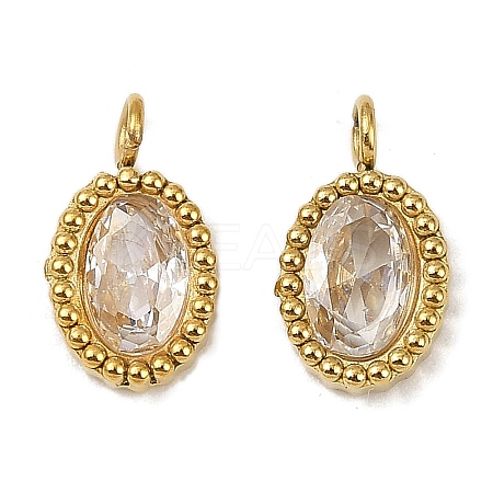 304 Stainless Steel Micro Pave Cubic Zirconia Charms STAS-K302-01E-G-1