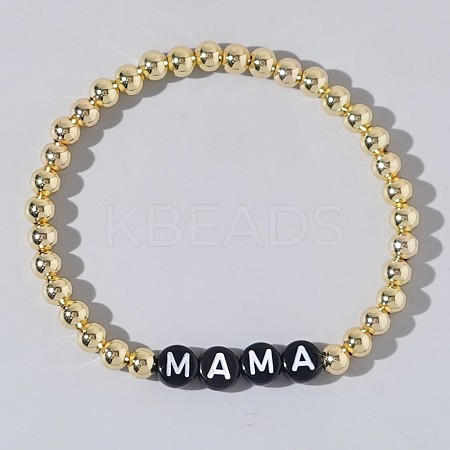 Mother's Day Brass Round Beads Strertch Bracelets SK3516-13-1