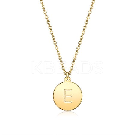 Brass Initial Pendant Necklace NJEW-BB35341-E-1