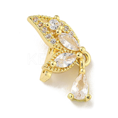Butterfly Shape Brass Clear Cubic Zirconia Multi-Strand Links KK-L075-010LG-1