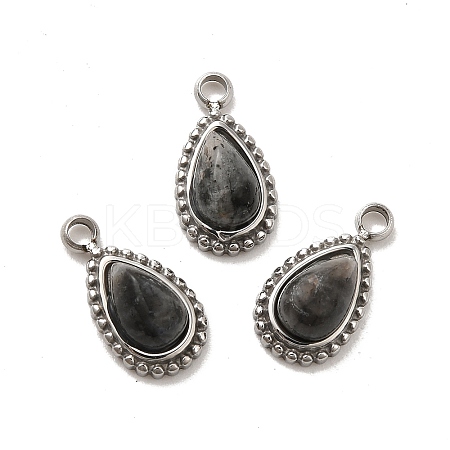 Natural Labradorite Teardrop Charms STAS-B074-04P-03-1
