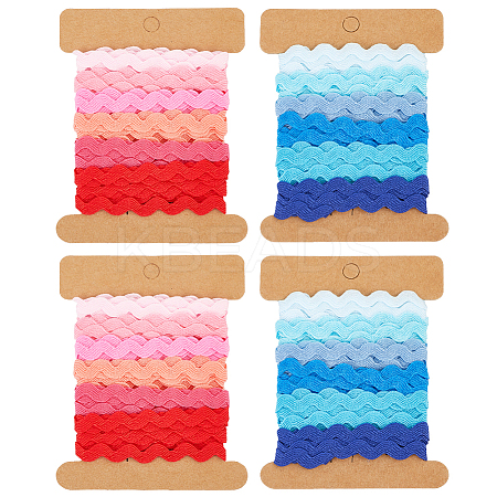 4 Cards 2 Styles  Polyester Wavy Fringe Trim Ribbon DIY-GF0009-48H-1