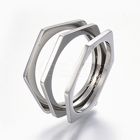 Tarnish Resistant 304 Stainless Steel Wide Band Finger Rings RJEW-E153-02P-1