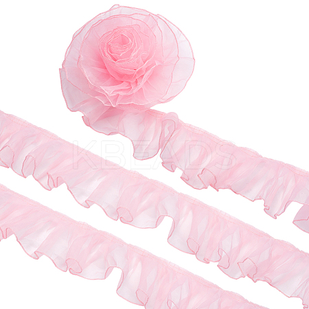 Organza Pleated Lace Ribbon OCOR-WH0097-42C-1