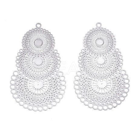 Tarnish Resistant 304 Stainless Steel Filigree Pendants X-STAS-R102-10P-1