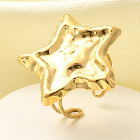 304 Stainless Steel Open Cuff Ring for Women RJEW-B109-03G-02-1