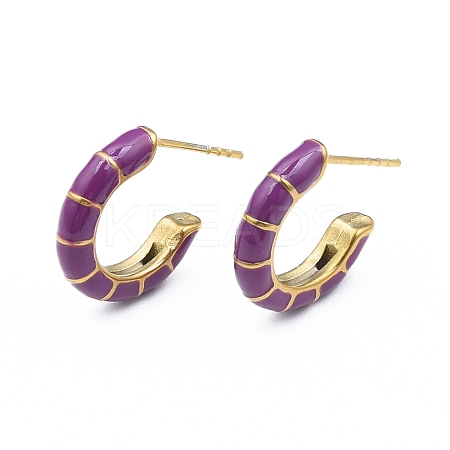 Enamel C-shape Stud Earrings EJEW-N052-05F-1