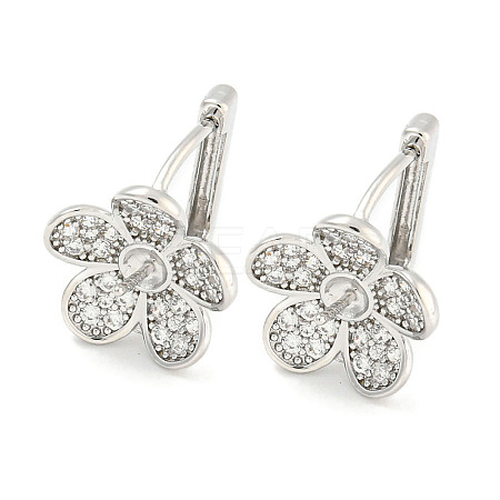 Brass Micro Pave Cubic Zirconia Hoop Earring Findings KK-S386-04P-1