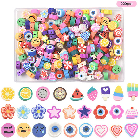 200Pcs 8 Styles Handmade Polymer Clay Beads CLAY-YW0002-54-1