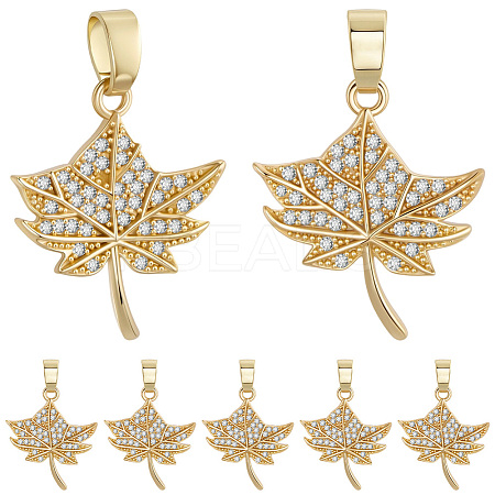 8Pcs Brass Micro Pave Cubic Zirconia Pendants FIND-BBC0004-29A-1
