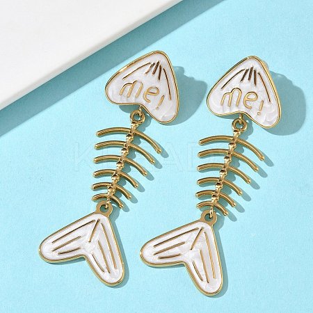 304 Stainless Steel Enamel Dangle Stud Earrings for Women EJEW-L315-06G-02-1