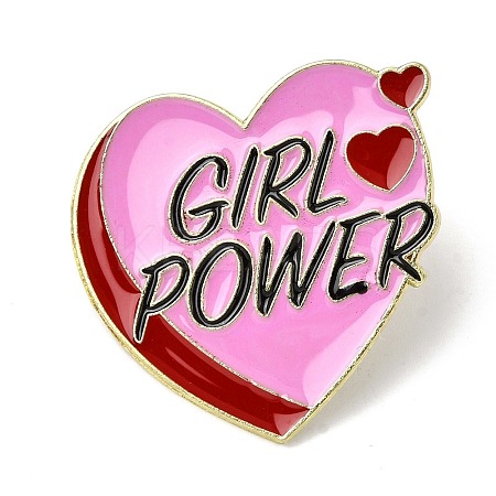 Word Girl Power Alloy Enamel Pins for Clothes for Women JEWB-F043-01B-1