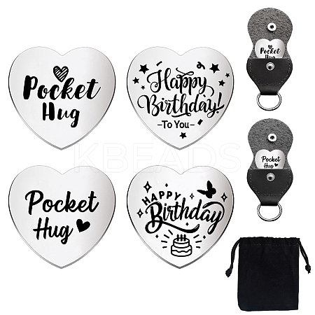 Heart Double-Sided Engraved Stainless Steel Commemorative Decision Maker Coin Set AJEW-GL0002-01L-1