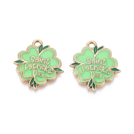 Saint Patrick's Day Alloy Enamel Pendants ENAM-T024-38A-G-1