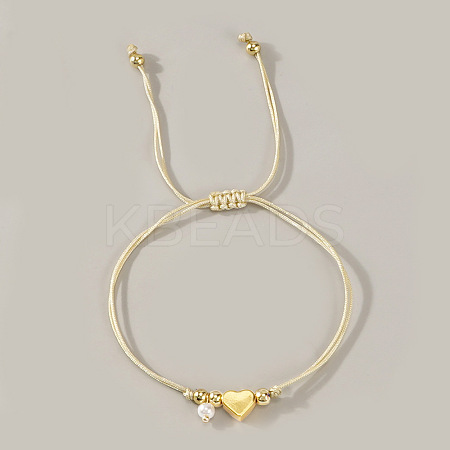 Bohemian Style Brass & Imtation Pearl Charm Bracelets CS9892-10-1