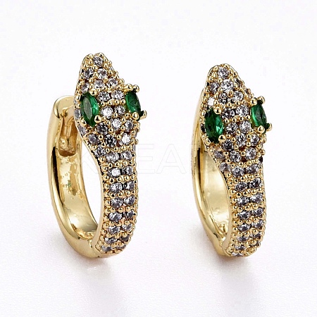 Brass Micro Pave Clear Cubic Zirconia Huggie Hoop Earrings ZIRC-H109-05G-1