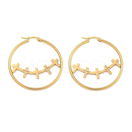 304 Stainless Steel Huggie Hoop Earrings EJEW-P282-01E-G-1