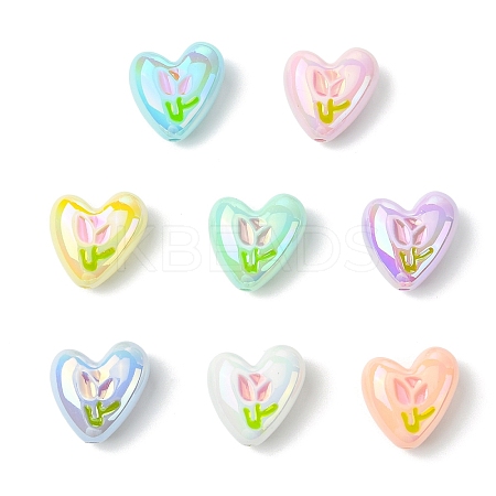 8Pcs 8 Colors UV Platings Acrylic Beads MACR-YW0004-29-1
