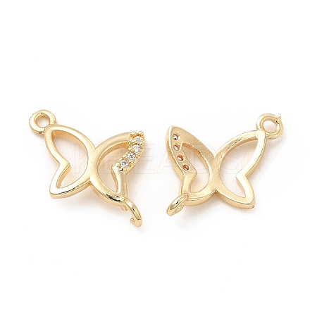 Rack Plating Brass Micro Pave Clear Cubic Zirconia Connector Charms KK-E081-04G-1