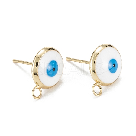 Eco-Friendly Brass Enamel Stud Earring Findings KK-H761-02G-C-1