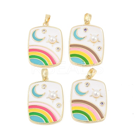 Brass Enamel Pendents KK-R212-07G-1