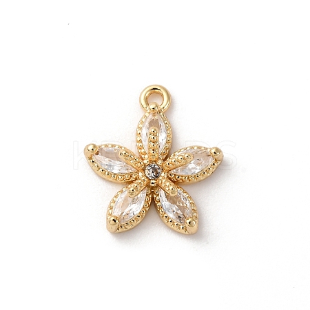 Brass Micro Pave Cubic Zirconia Charms KK-D371-04F-G-1