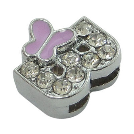 Alloy Rhinestone Initial Slide Beads LS-ZP19-B-1