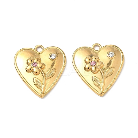 304 Stainless Steel Rhinestone Pendants STAS-L308-09G-1