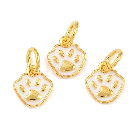 925 Sterling Silver Enamel White Paw Print Charms STER-A049-05G-1
