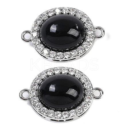Brass Micro Pave Clear Cubic Zirconia Connector Charms KK-U043-50P-04-1