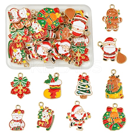 20Pcs 10 Styles Christmas Theme Alloy Enamel Pendants ENAM-FS0002-13-1