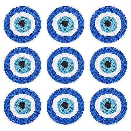 Evil Eye Pattern Cloth Computerized Embroidery Iron On/Sew On Patches LS-PATC-WH0011-14-1