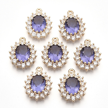 Transparent Faceted Glass Pendants GLAA-R212-15B-1