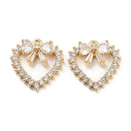 Brass Micro Cubic Zirconia Pendants KK-Q789-23G-1