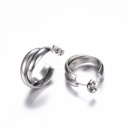 Tarnish Resistant 304 Stainless Steel Stud Earrings X-EJEW-P090-01P-1