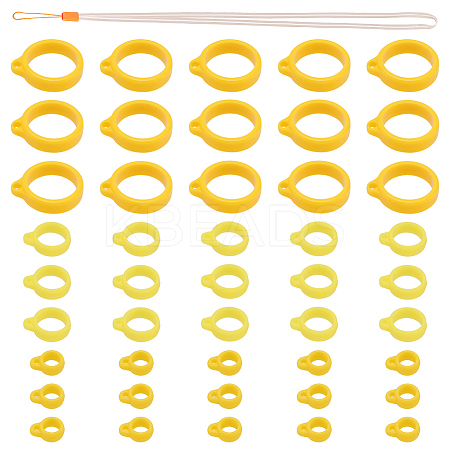 45Pcs 3 Style Silicone Rings with 1Pc Rubber Necklace Lanyard Anti-Lost Pendant Holder DIY-GF0008-18-1