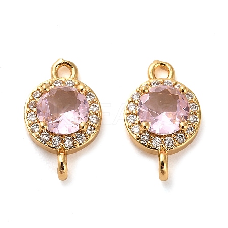 Brass Pave Cubic Zirconia Connector Charms KK-D093-09G-06-1