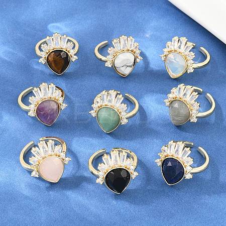 Brass with Mixed Stone Finger Rings GG-CBACC2B-07G-1