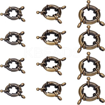 12Pcs 3 Styles Brass Spring Ring Clasps KK-FH0004-11-1