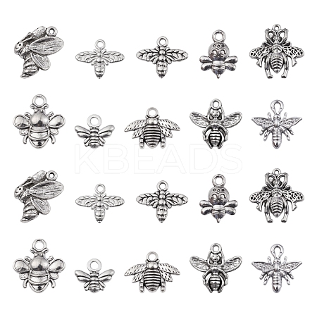 100Pcs 10 Style Tibetan Style Alloy Pendants TIBEP-CJ0001-76-1