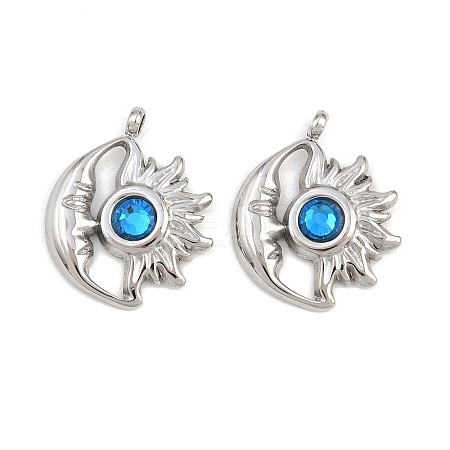 304 Stainless Steel Rhinestone Pendants STAS-Z166-24P-09-1
