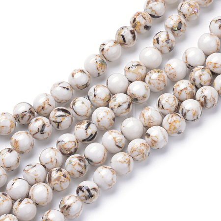 Assembled Synthetic Turquoise and Shell Beads Strands LS-G-S212-6mm-02-1