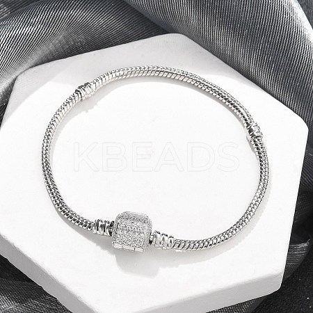 Brass Micro Pave Clear Cubic Zirconia Link Bracelets BJEW-S158-15P-1